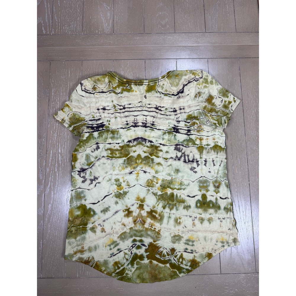 Lululemon Love Tee Shirt Womens 10/12 Green Tan Tie Dye V Neck Short Sleeve - Picture 6 of 8